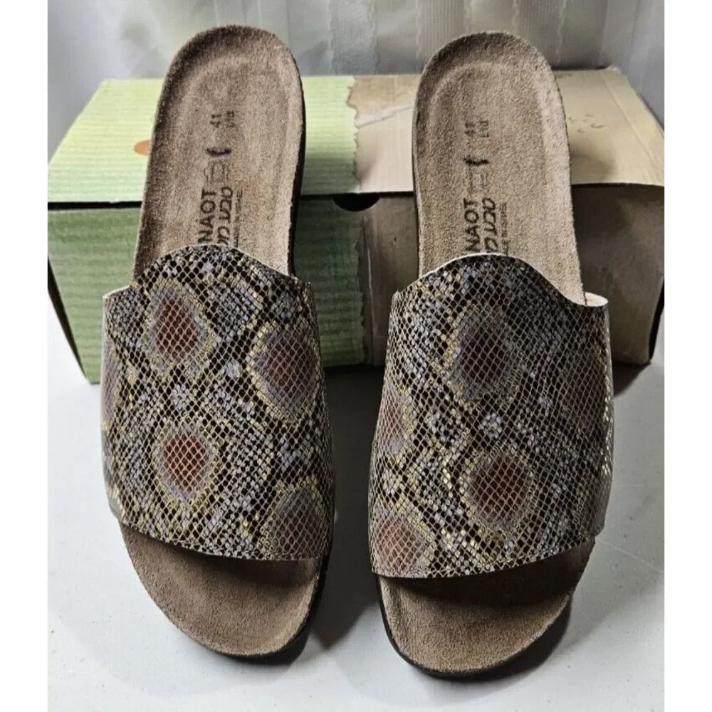 NAOT ‎ Women's Skylar Slide Sandal Golden Python Leather 41/L10